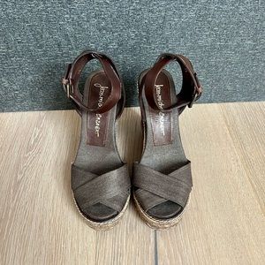 Gently loved Jean Michel Cazabat Metallic Gold and Brown Wedges Size 36